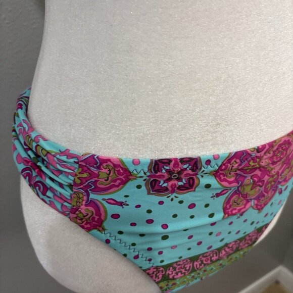 Becca 2 Piece Turquoise Swimsuit Embelished Top Size Small Bottom Size Large - Picture 5 of 13